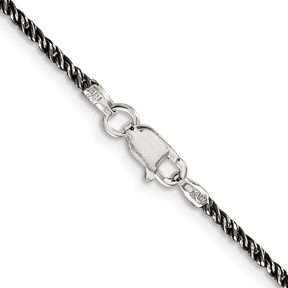 Sterlingsilber Rutheniumbeschichtet 1.7mm Gedreht Tight Weizen Halskette