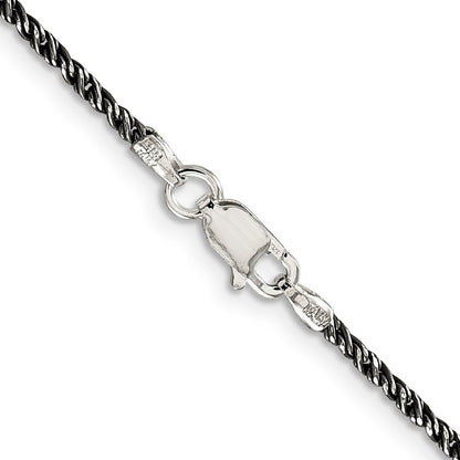Sterlingsilber Rutheniumbeschichtet 1.7mm Gedreht Tight Weizen Halskette