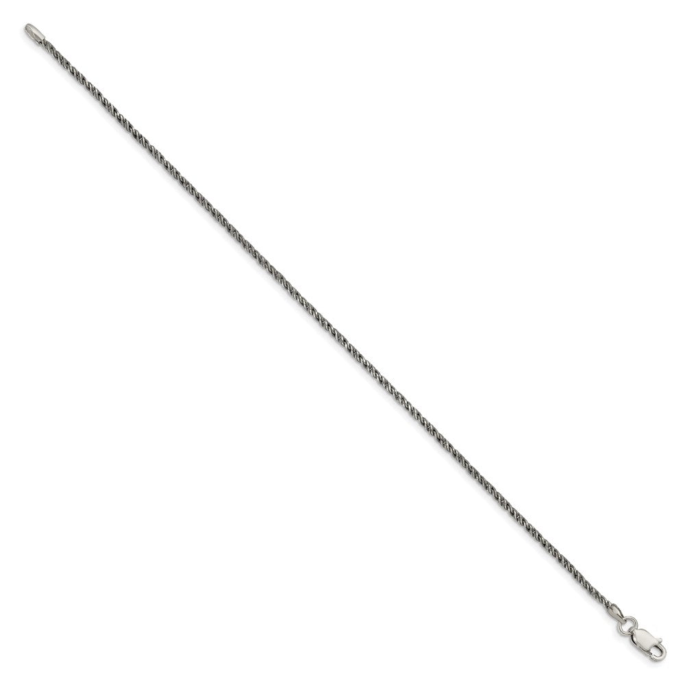 7 Zoll Sterlingsilber Rutheniumbeschichtet 1.7mm Gedreht Tight Weizen Gliederarmband