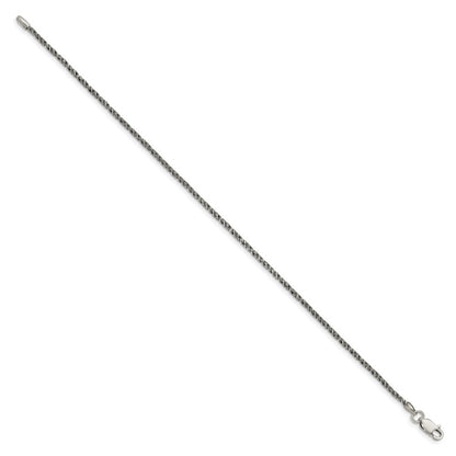 7 Zoll Sterlingsilber Rutheniumbeschichtet 1.7mm Gedreht Tight Weizen Gliederarmband