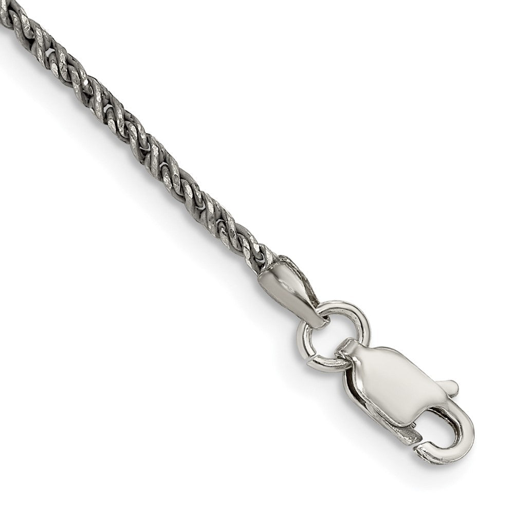 7 Zoll Sterlingsilber Rutheniumbeschichtet 1.7mm Gedreht Tight Weizen Gliederarmband