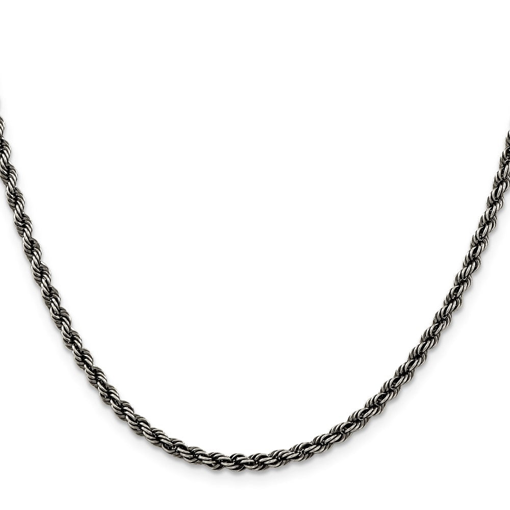 Sterlingsilber Rutheniumbeschichtet 3.4mm Kordel Halskette