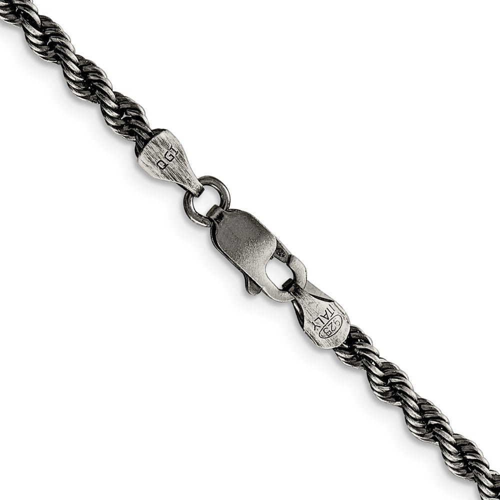Sterlingsilber Rutheniumbeschichtet 3.4mm Kordel Halskette
