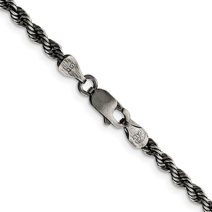 Sterlingsilber Rutheniumbeschichtet 3.4mm Kordel Halskette