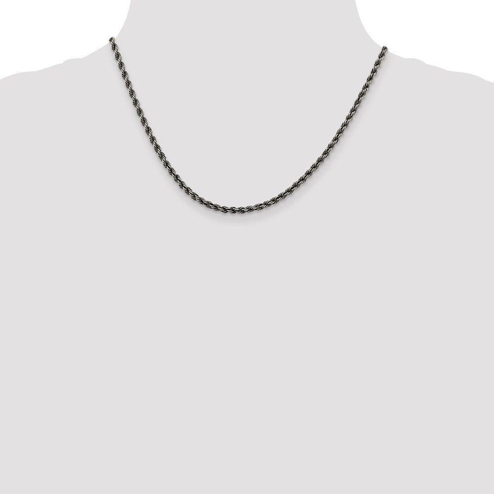 Sterlingsilber Rutheniumbeschichtet 3.4mm Kordel Halskette