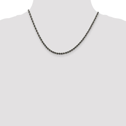 Sterlingsilber Rutheniumbeschichtet 3.4mm Kordel Halskette