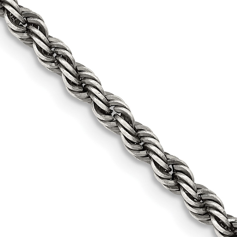 Sterlingsilber Rutheniumbeschichtet 3.4mm Kordel Halskette