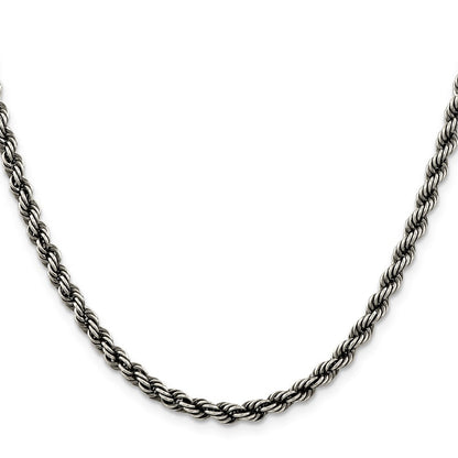 Sterlingsilber Rutheniumbeschichtet 4.5mm Kordel Halskette