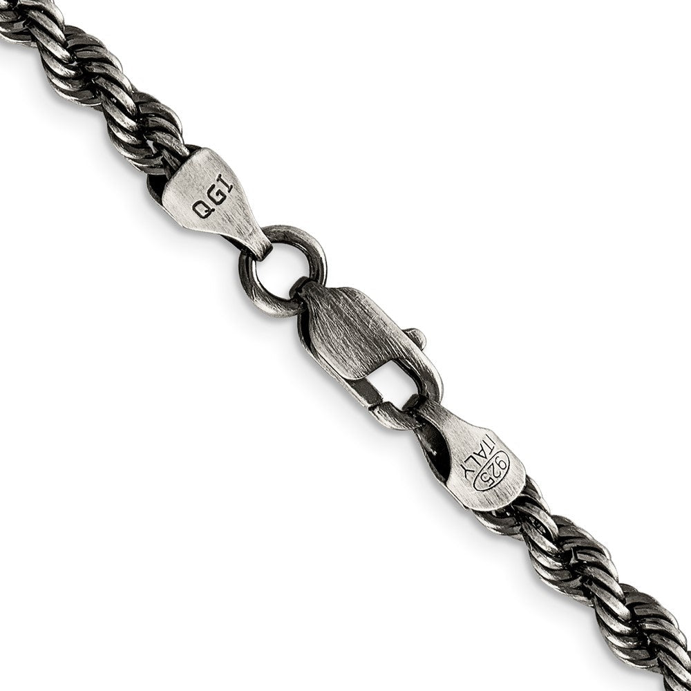 Sterlingsilber Rutheniumbeschichtet 4.5mm Kordel Halskette