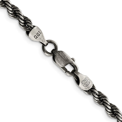 Sterlingsilber Rutheniumbeschichtet 4.5mm Kordel Halskette