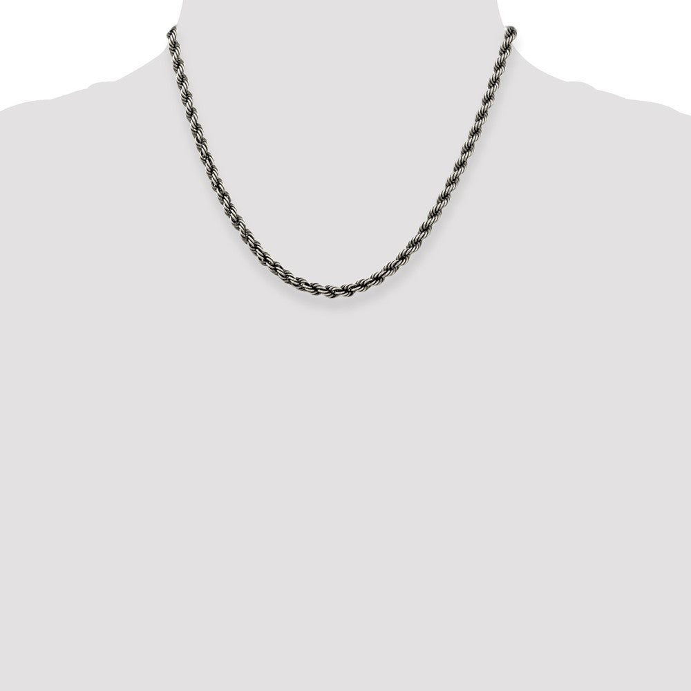 Sterlingsilber Rutheniumbeschichtet 4.5mm Kordel Halskette