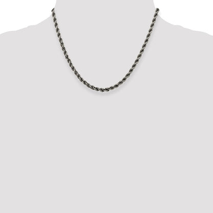Sterlingsilber Rutheniumbeschichtet 4.5mm Kordel Halskette