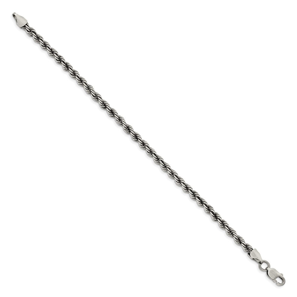 8 Zoll Sterlingsilber Rutheniumbeschichtet 4.5mm Kordel Gliederarmband