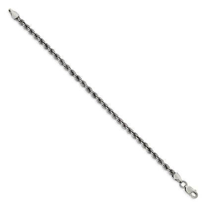 8 Zoll Sterlingsilber Rutheniumbeschichtet 4.5mm Kordel Gliederarmband