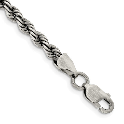 8 Zoll Sterlingsilber Rutheniumbeschichtet 4.5mm Kordel Gliederarmband