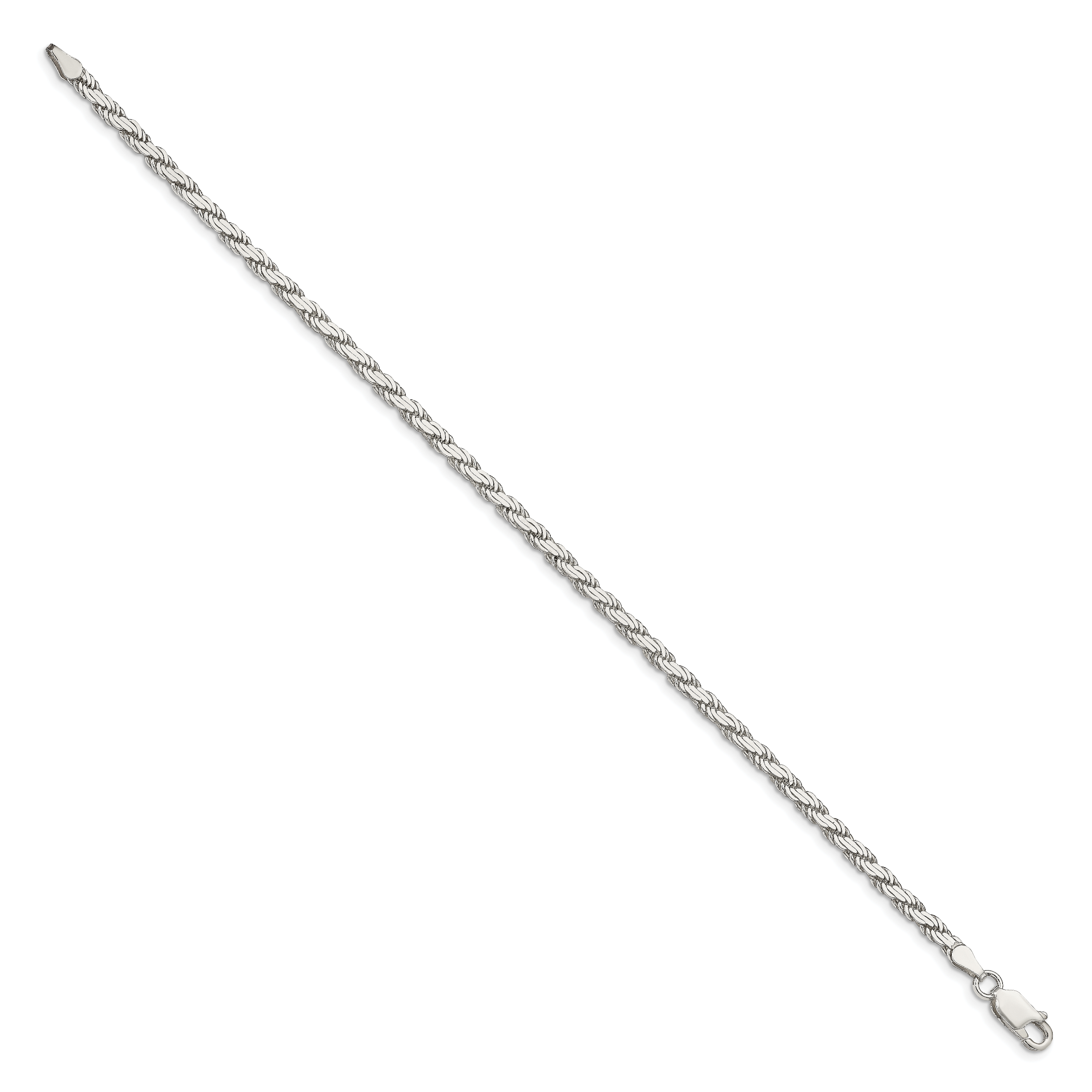 Sterlingsilber 3.1mm Flach Kordel Gliederarmband