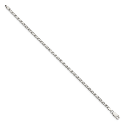 Sterlingsilber 3.1mm Flach Kordel Gliederarmband