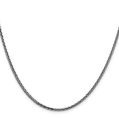 Sterlingsilber Antikisiert 2.2mm Massiv Quadratisch Ährenkette Halskette