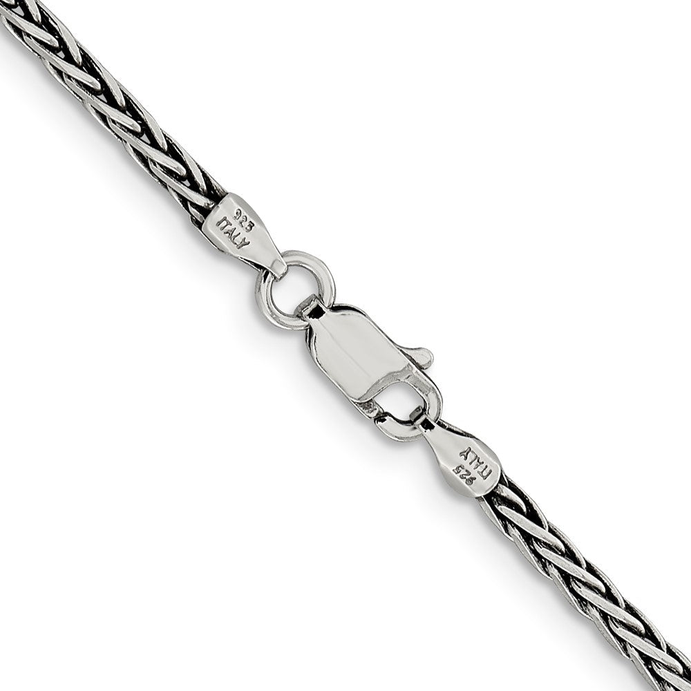 Sterlingsilber Antikisiert 2.2mm Massiv Quadratisch Ährenkette Halskette