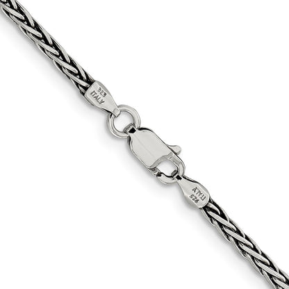 Sterlingsilber Antikisiert 2.2mm Massiv Quadratisch Ährenkette Halskette