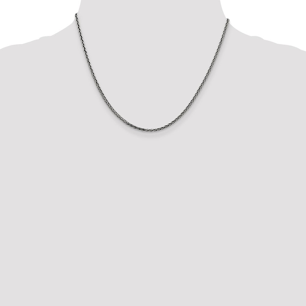 Sterlingsilber Antikisiert 2.2mm Massiv Quadratisch Ährenkette Halskette