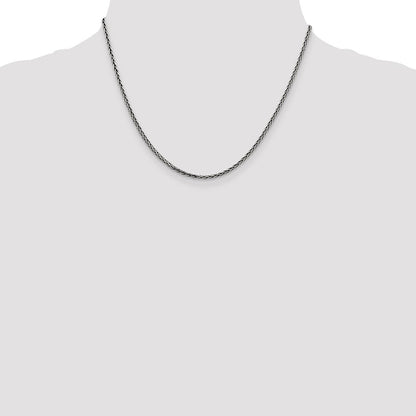 Sterlingsilber Antikisiert 2.2mm Massiv Quadratisch Ährenkette Halskette