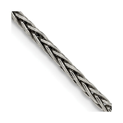 Sterlingsilber Antikisiert 2.2mm Massiv Quadratisch Ährenkette Halskette