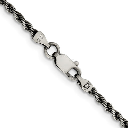 Sterlingsilber Rutheniumbeschichtet 2.3mm Kordel Halskette