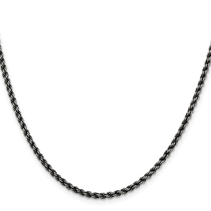 Sterlingsilber Rutheniumbeschichtet 2.9mm Kordel Halskette