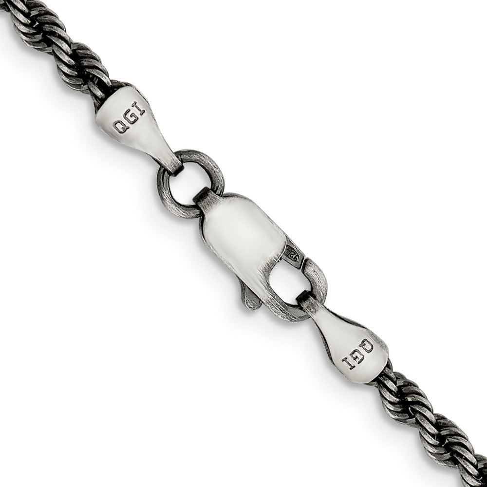 Sterlingsilber Rutheniumbeschichtet 2.9mm Kordel Halskette