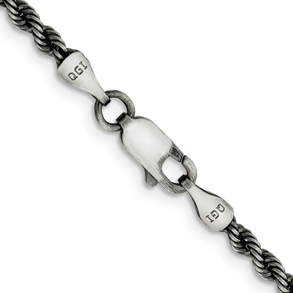 Sterlingsilber Rutheniumbeschichtet 2.9mm Kordel Halskette