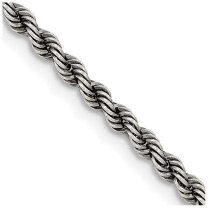 Sterlingsilber Rutheniumbeschichtet 2.9mm Kordel Halskette
