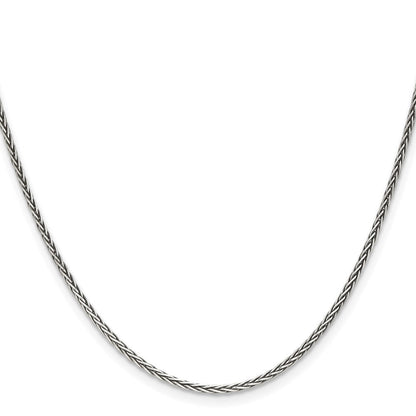 Sterlingsilber Antikisiert 1.6mm Massiv Quadratisch Ährenkette Halskette