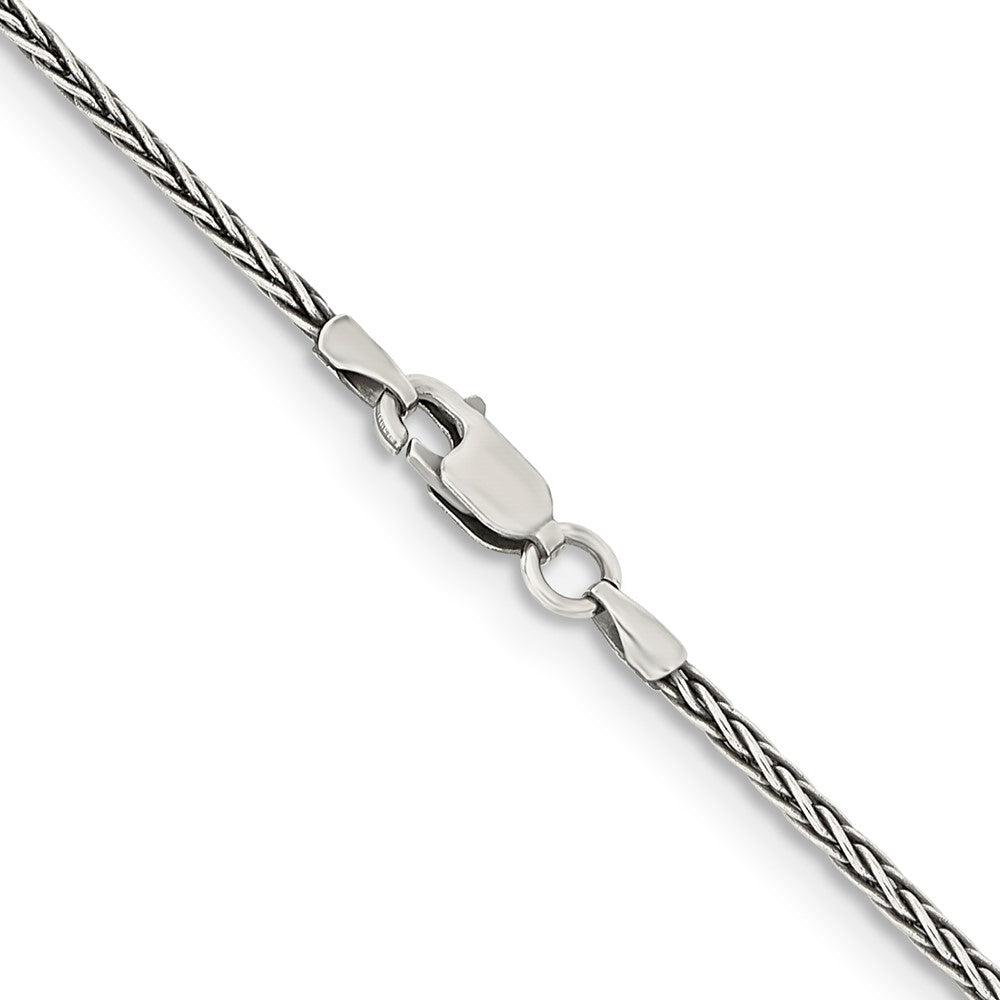 Sterlingsilber Antikisiert 1.6mm Massiv Quadratisch Ährenkette Halskette