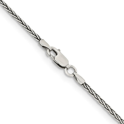 Sterlingsilber Antikisiert 1.6mm Massiv Quadratisch Ährenkette Halskette