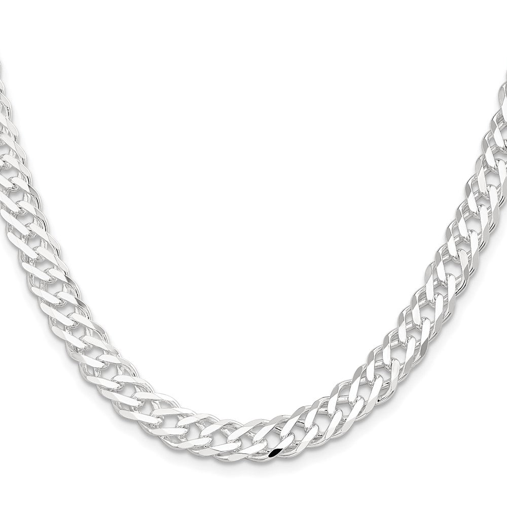 Sterlingsilber 7.75mm 6 Seite Diamantiert Flach Doppelt Panzer Halskette