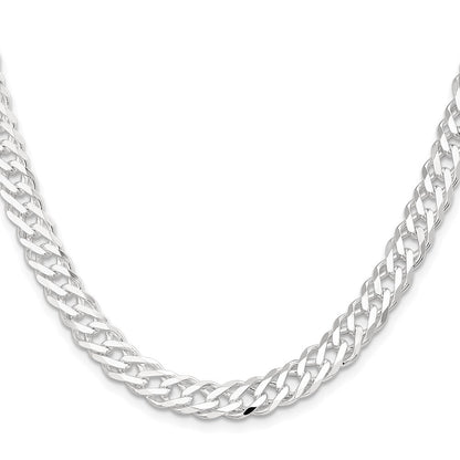 Sterlingsilber 7.75mm 6 Seite Diamantiert Flach Doppelt Panzer Halskette
