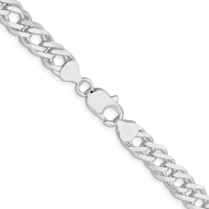Sterlingsilber 7.75mm 6 Seite Diamantiert Flach Doppelt Panzer Halskette