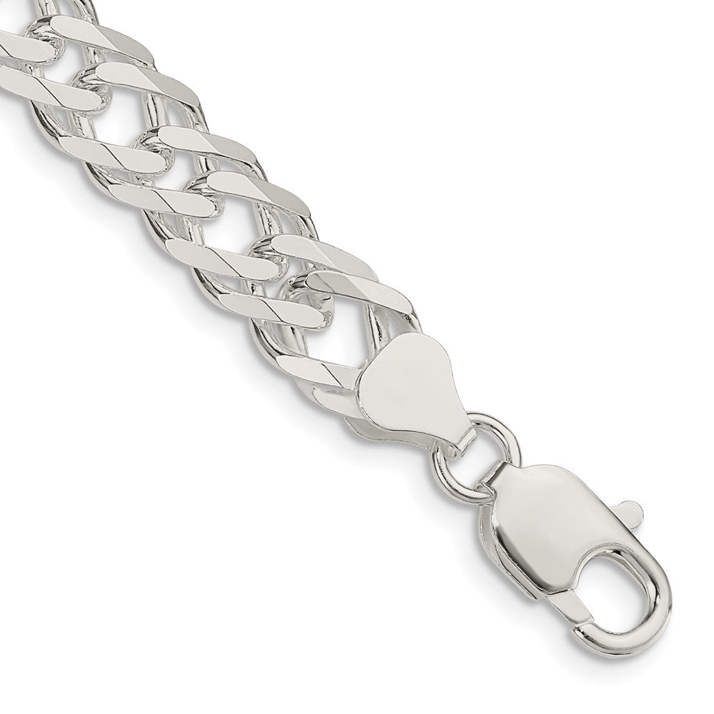 Sterlingsilber 7.75mm 6 Seite Diamantiert Flach Doppelt Panzer Gliederarmband