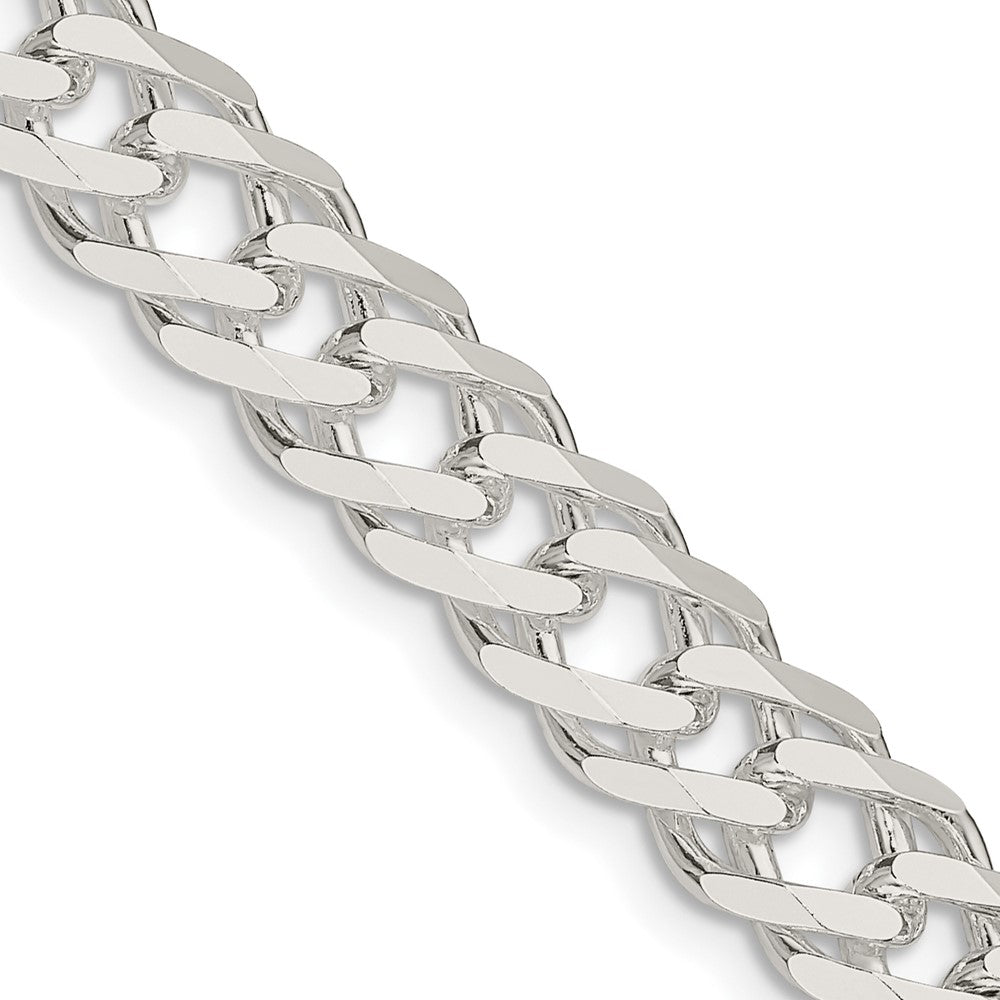 Sterlingsilber 7.75mm 6 Seite Diamantiert Flach Doppelt Panzer Halskette