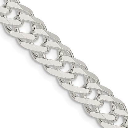 Sterlingsilber 7.75mm 6 Seite Diamantiert Flach Doppelt Panzer Halskette