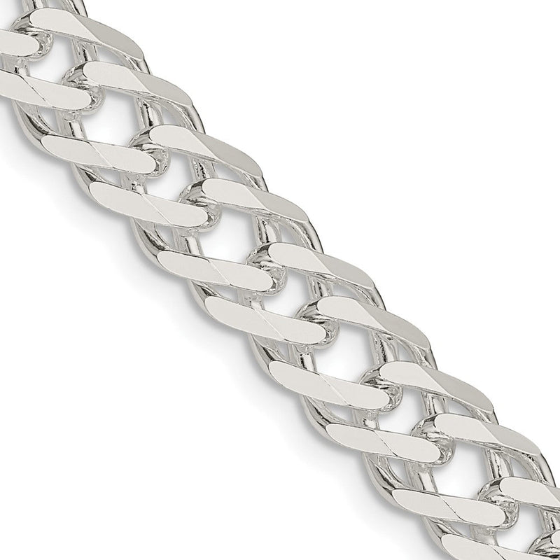 Sterlingsilber 7.75mm 6 Seite Diamantiert Flach Doppelt Panzer Halskette