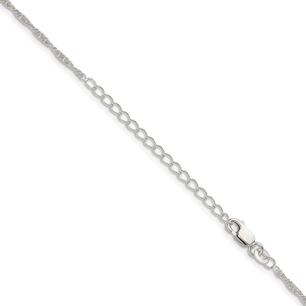 Sterlingsilber 1.95mm Loose Kordel Kette mit 2 Zoll Verlängerung. Halskette
