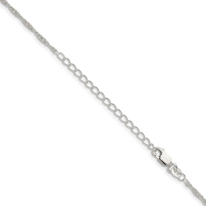 Sterlingsilber 1.95mm Loose Kordel Kette mit 2 Zoll Verlängerung. Halskette