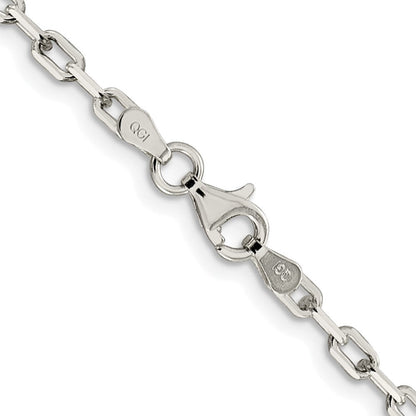 Sterlingsilber Rhodiniert 2.75mm Länglich Offen Glieder Kette