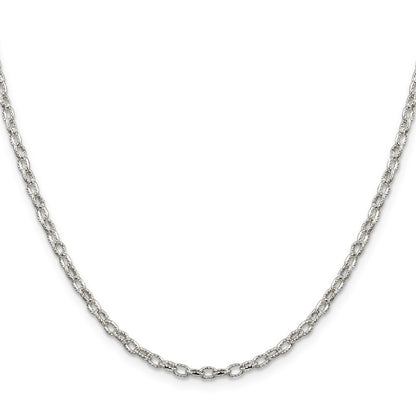 Sterlingsilber 3mm Fantasie Gemustert Erbs Halskette