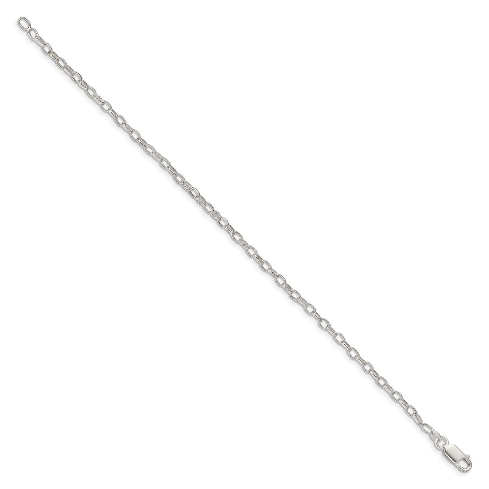 Sterlingsilber 3mm Fantasie Gemustert Erbs Gliederarmband