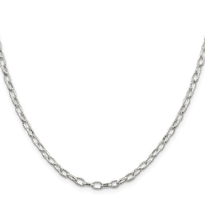 Sterlingsilber 3.75mm Fantasie Gemustert Erbs Halskette