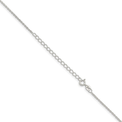 Sterlingsilber 1.3mm Loose Kordel Kette mit 2 Zoll Verlängerung. Halskette