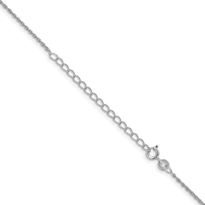 Sterlingsilber Rhodiniert 1.3mm Loose Kordel Kette mit A 2 Extention Halskette